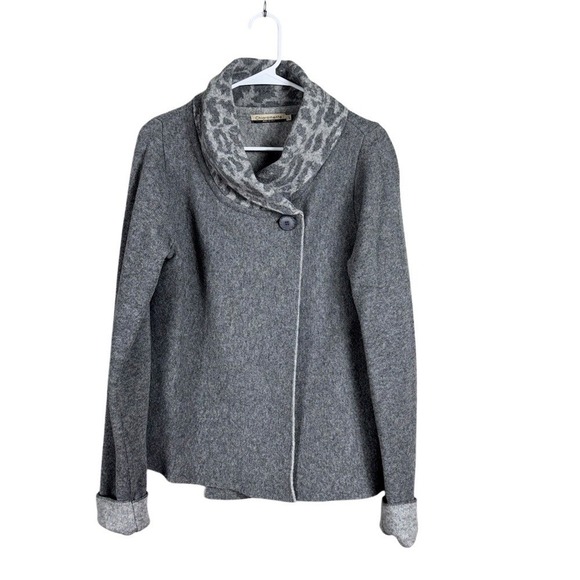 Womens Italian Wool Blend Cardigan Sweater Size Large Jacket Grey Quiet Luxury